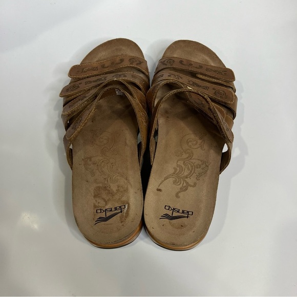 Dansko brown leather slide sandals strappy women’s size 37 6.5 comfort shoes - Picture 5 of 8